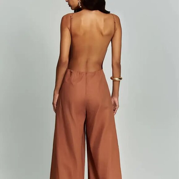 Ginger Open Back High Square Neck Wide Leg Jumpsuit - Picture 2 of 4